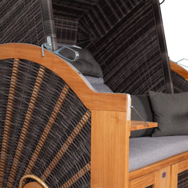 Strandkorb deVries® Classic XL SUN - PE stone grey - Teakholz - Design 466