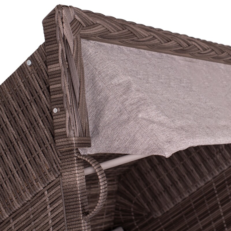 Strandkorb deVries PURE Classic XL SUN aus Teakholz mit PE-Geflecht stone grey und Design 466
