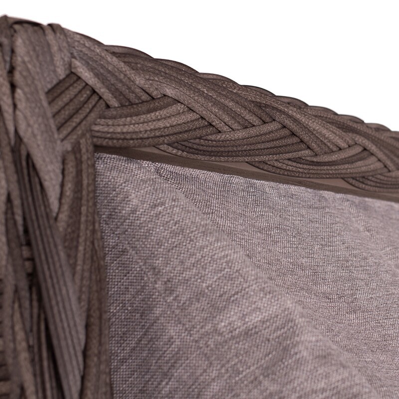 Strandkorb deVries PURE Classic XL SUN aus Teakholz mit PE-Geflecht stone grey und Design 466