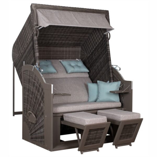 Strandkorb deVries® Classic XL SUN - PE stone grey - Pinienholz - Design 488