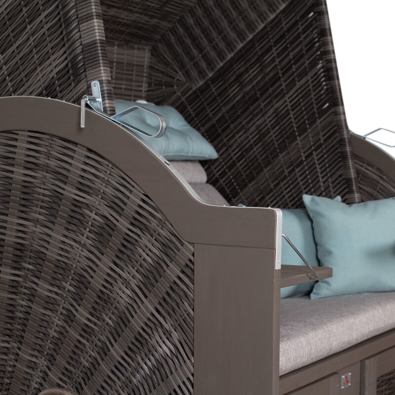 Strandkorb deVries PURE Classic XL SUN aus Pinienholz mit PE-Geflecht stone grey und Design 488