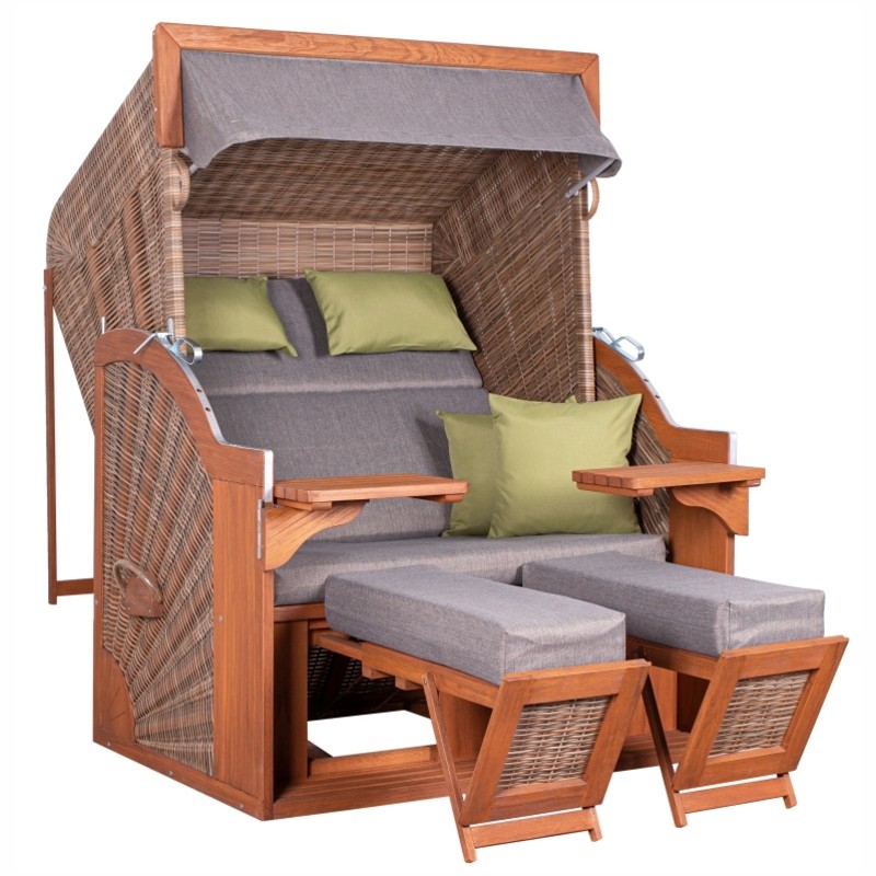 Strandkorb deVries PURE Comfort XL aus Pinienholz mit PE-Geflecht griseum und Design 490