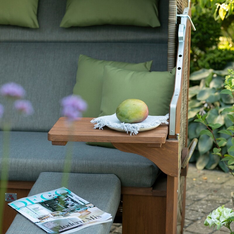 Strandkorb deVries PURE Comfort XL aus Pinienholz mit PE-Geflecht griseum und Design 490