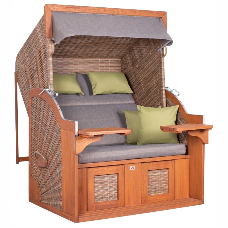 Strandkorb deVries PURE Comfort XL aus Pinienholz mit PE-Geflecht griseum und Design 490