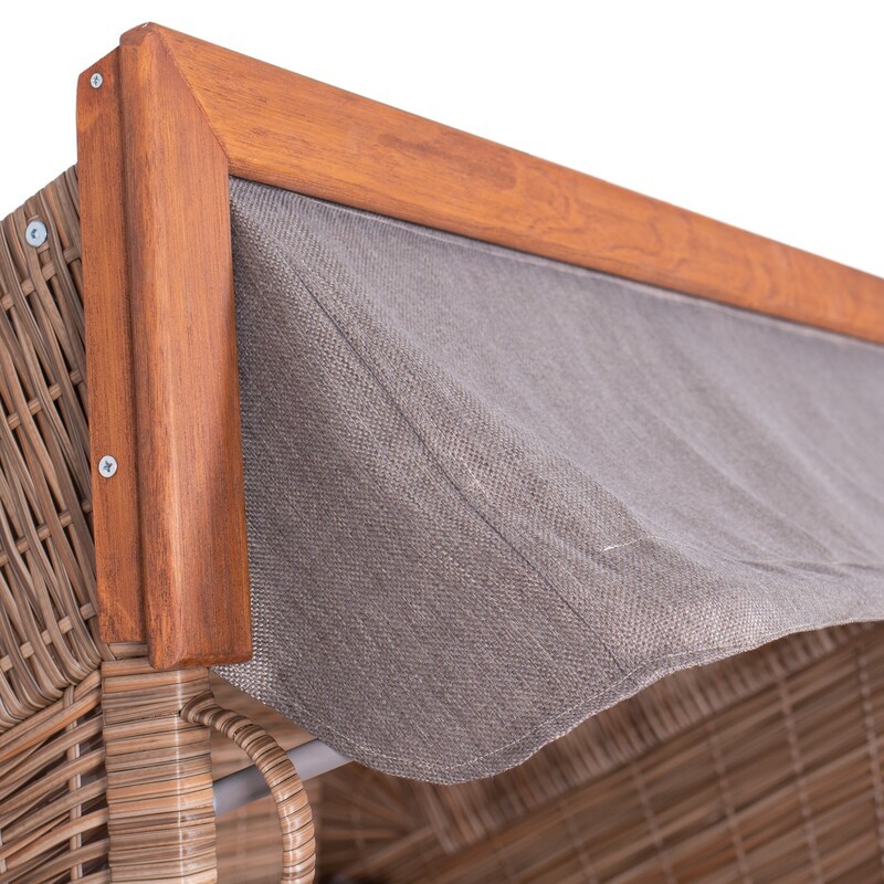 Strandkorb deVries PURE Comfort XL aus Pinienholz mit PE-Geflecht griseum und Design 490