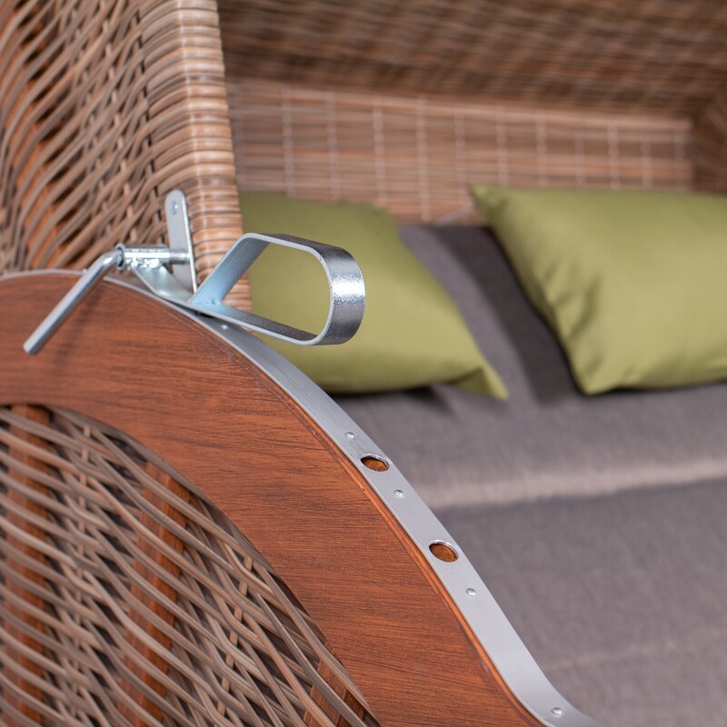 Strandkorb deVries PURE Comfort XL aus Pinienholz mit PE-Geflecht griseum und Design 490