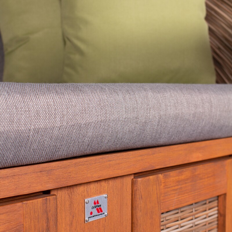 Strandkorb deVries PURE Comfort XL aus Pinienholz mit PE-Geflecht griseum und Design 490