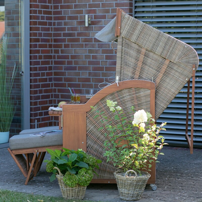 Strandkorb deVries PURE Comfort XL aus Pinienholz mit PE-Geflecht griseum und Design 490