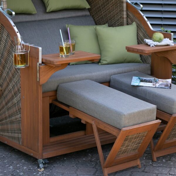 Strandkorb deVries® PURE Comfort XL - PE griseum - Pinienholz - Design 490