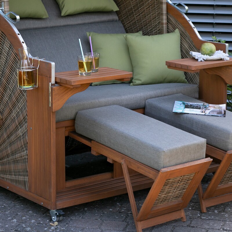 Strandkorb deVries PURE Comfort XL aus Pinienholz mit PE-Geflecht griseum und Design 490