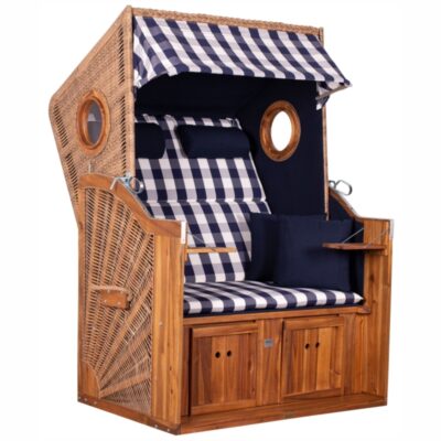 strandkorb-devries-trend-45-pe-walnut-akazienholz-design-743 Strandkorb deVries TRENDY Trend 45 aus Akazienholz mit PE-Geflecht walnut und Design 743