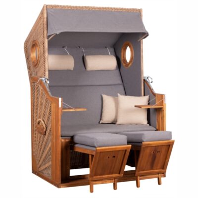 Strandkorb deVries TRENDY Trend 45 aus Akazienholz mit PE-Geflecht walnut und Design 751