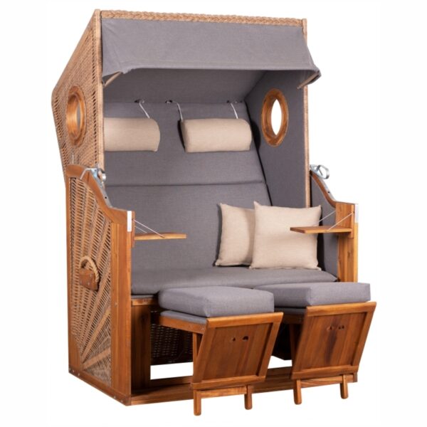 Strandkorb deVries® Trend 45 - PE walnut - Akazienholz - Design 751