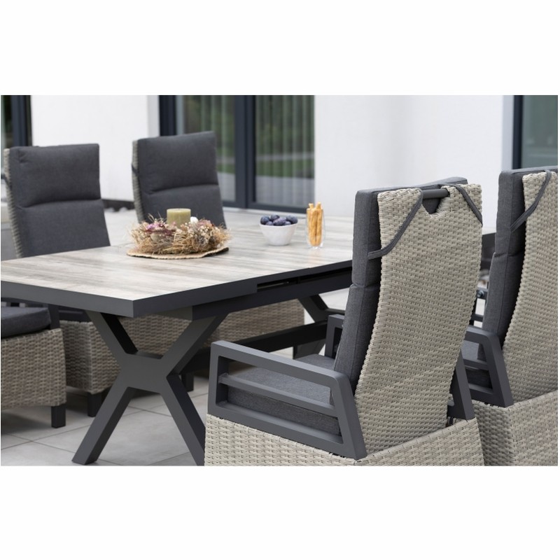 Relaxsessel deVries Montana Spotty Grey mit Polster und verstellbarer Rückenlehne 60x62x109 cm