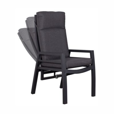 Montana Dining Relaxsessel deVries Aluminium Textilene Grey Uni Anthrazit Kissen Gasdruckfeder
