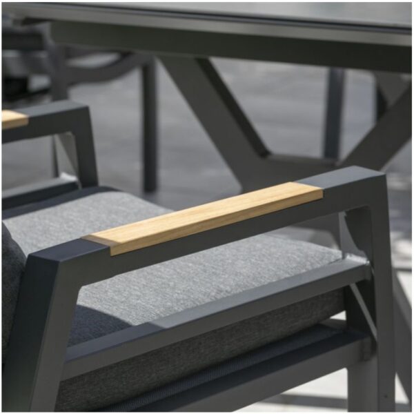 Relaxsessel deVries® Montana - Aluminium/Textilene - Teakarmlehne