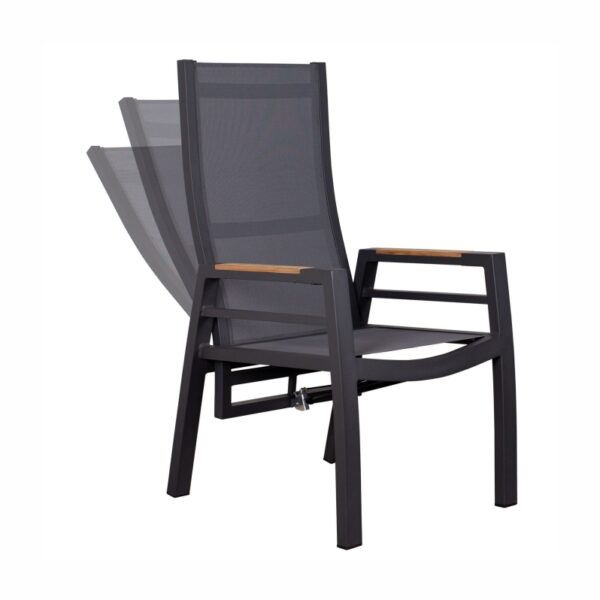 Relaxsessel deVries® Montana - Aluminium/Textilene - Teakarmlehne