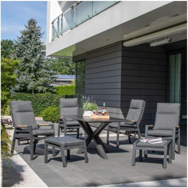 Relaxsessel deVries® Montana - Aluminium/Textilene - Teakarmlehne
