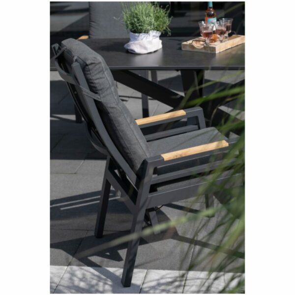 Relaxsessel deVries® Montana - Aluminium/Textilene - Teakarmlehne