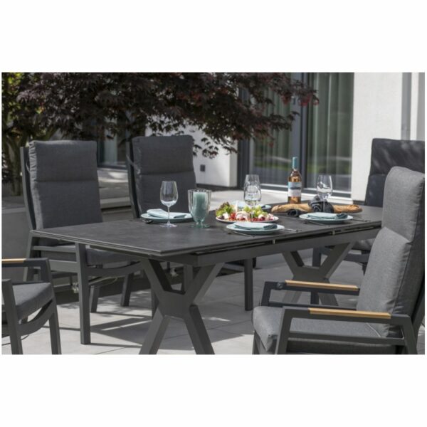 Relaxsessel deVries® Montana - Aluminium/Textilene - Teakarmlehne