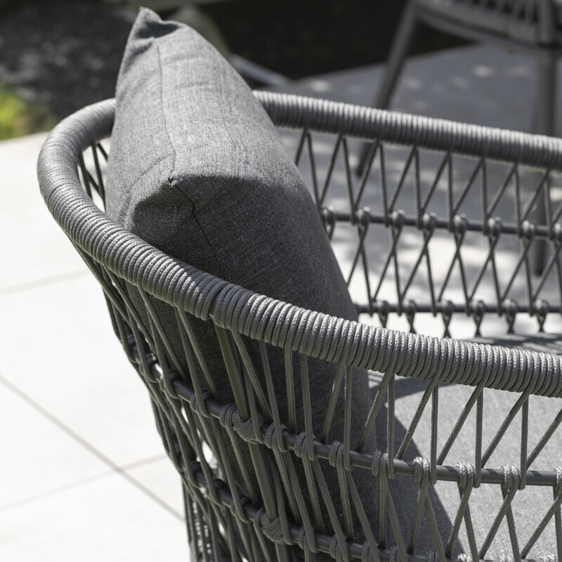 Diningsessel deVries Genua Rope dark grey Aluminium mit Sitzkissen
