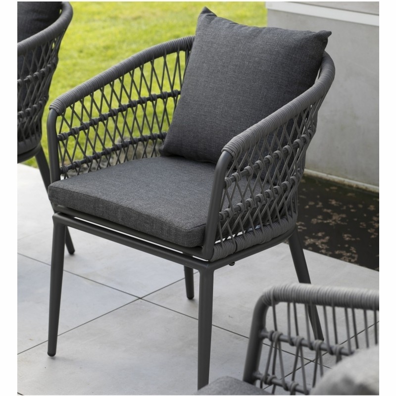 Diningsessel deVries Genua Rope dark grey Aluminium mit Sitzkissen