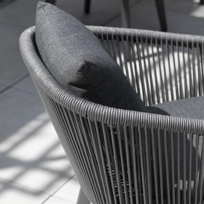 Diningsessel deVries Brescia Rope dark grey Aluminium mit Sitzkissen