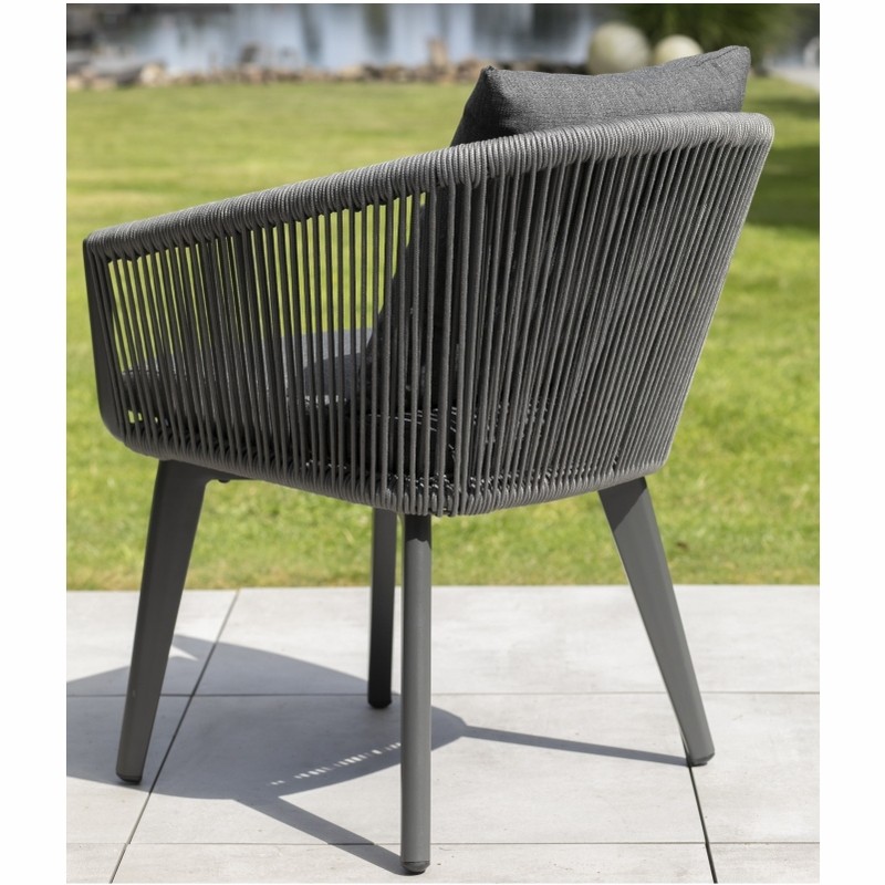Diningsessel deVries Brescia Rope dark grey Aluminium mit Sitzkissen
