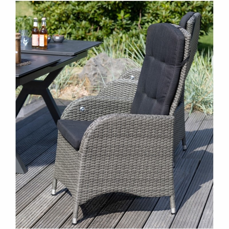 Fußhocker deVries Miraflor Juan Smokey Grey mit Polster 56x54x42 cm