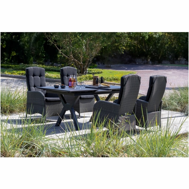 Fußhocker deVries Miraflor Juan Smokey Grey mit Polster 56x54x42 cm