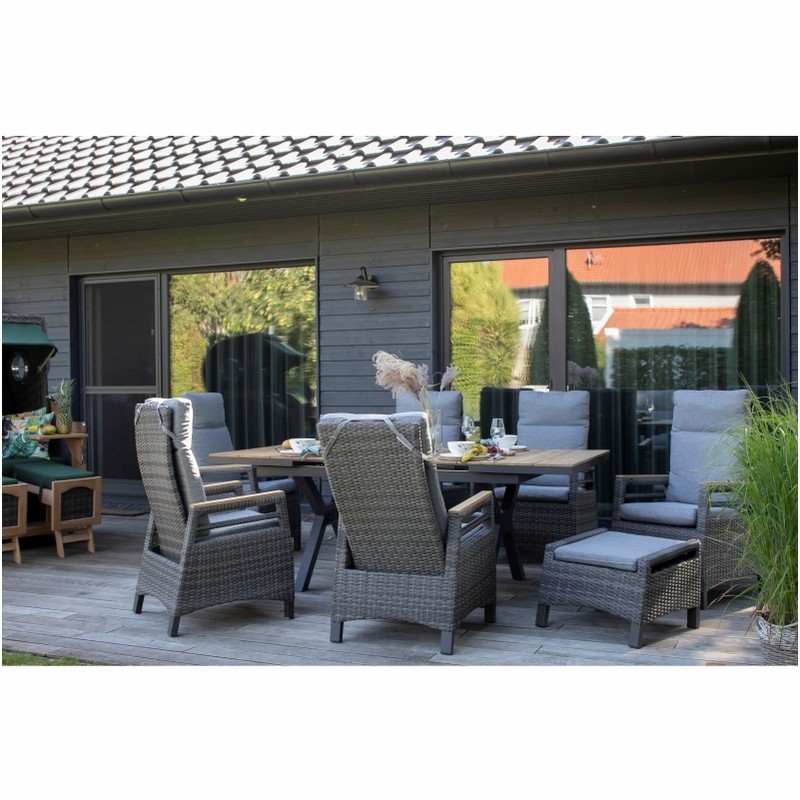 Fußhocker deVries Montana Dark Grey mit Polsterauflage 60x54x43 cm