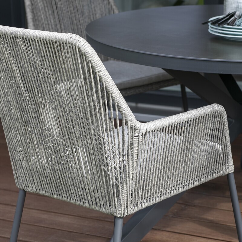 Diningsessel deVries Adora PE twisted White Coral Aluminium mit Sitzkissen B 64 x T 64 x H 90 cm