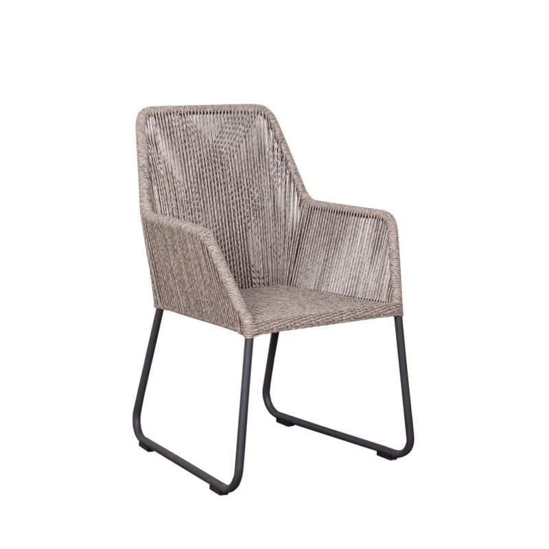 Diningsessel deVries Adora PE twisted White Coral Aluminium mit Sitzkissen