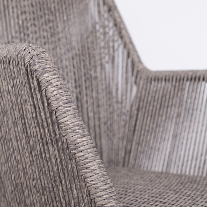 Diningsessel deVries Adora PE twisted White Coral Aluminium mit Sitzkissen B 64 x T 64 x H 90 cm