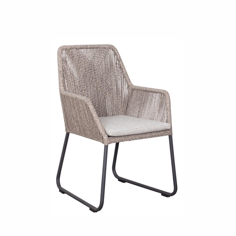 Diningsessel deVries Adora PE twisted White Coral Aluminium mit Sitzkissen B 64 x T 64 x H 90 cm