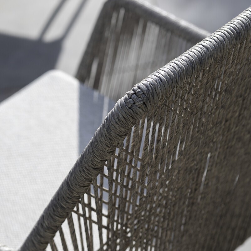 Diningsessel deVries Adora PE twisted White Coral Aluminium mit Sitzkissen B 64 x T 64 x H 90 cm