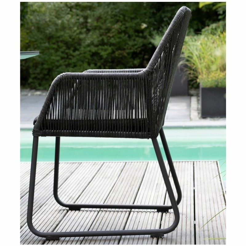 Diningsessel deVries Adora PE twisted Light Coal Aluminium mit Sitzkissen