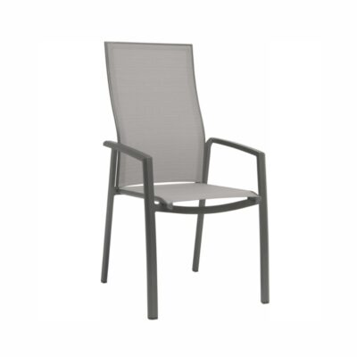 Stapelsessel STERN® Kari hohe Rückenlehne Aluminium anthrazit Textilen silber
