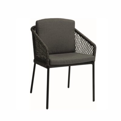 Sessel STERN® Odea Aluminium Schwarz Matt Kordel Pepper Kissen Seidenschwarz