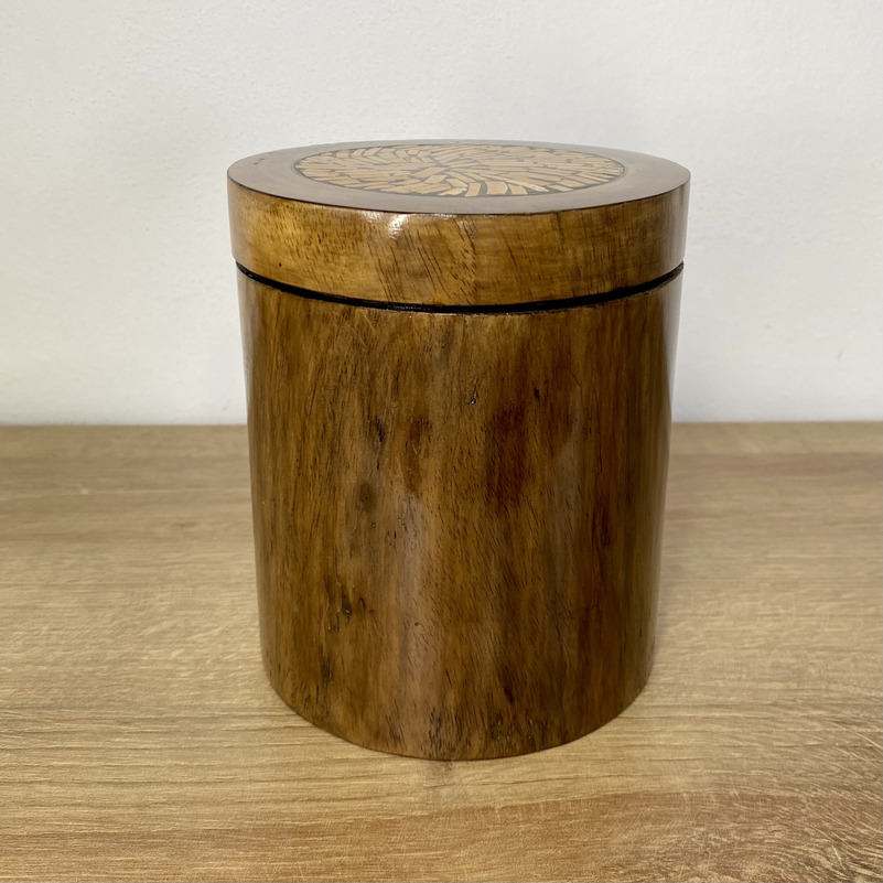 Holzbehälter 3er Set mit Deckel Bambusintarsie