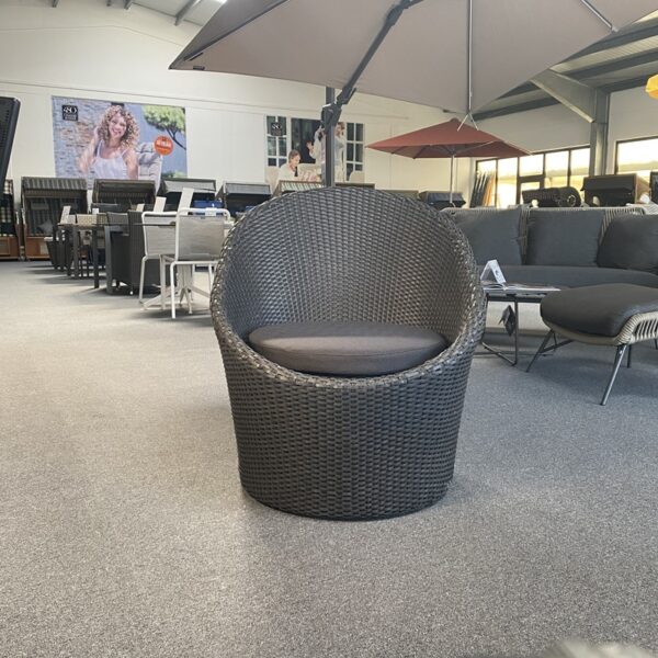 Loungemöbelset STERN Capri Rundsessel Hocker Riva Geflecht schwarz Polyacryl Kissen