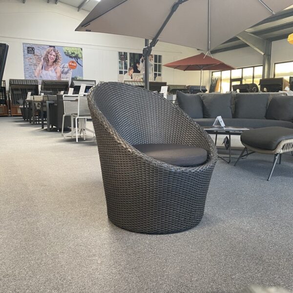 Loungemöbelset STERN Capri Rundsessel Hocker Riva Geflecht schwarz Polyacryl Kissen