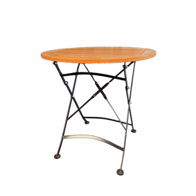 Gartentisch Hieplong klappbar Ø80x75 cm Teakholz Eisen