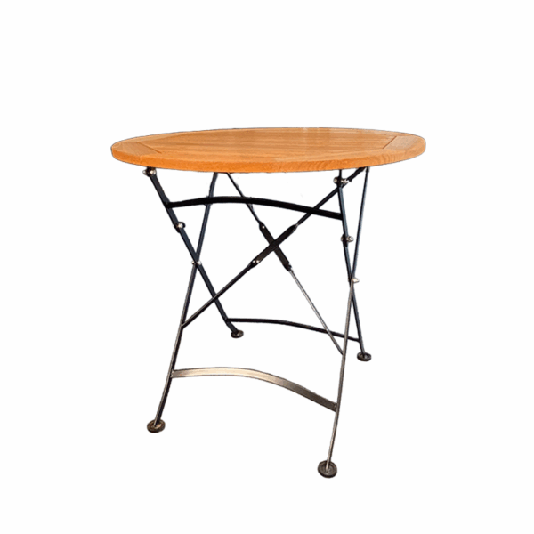 Gartentisch Hieplong klappbar Ø80x75 cm Teakholz Eisen
