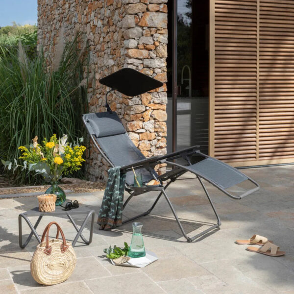 Sonnenschirm Lafuma Dralon Schwarz verstellbar UV-beständig wasserabweisend für Relaxsessel