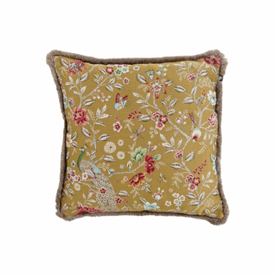 Zierkissen Hartman Pavonne Yellow 50×50×16 cm mit Blumenmuster und Fransen