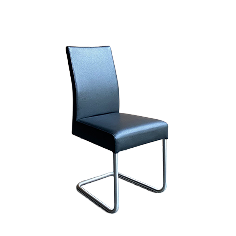 Stuhl KADIRA Schwingstuhl Schwarz mit Edelstahlgestell und Kunstlederbezug