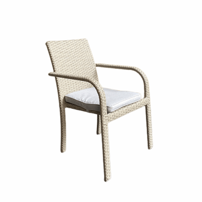 Gartensessel STOCKHOLM Grau aus Polyrattan mit Sitzkissen