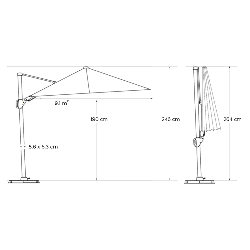 Technische Zeichnung des Platinum Challenger in der Größe 260×350 cm