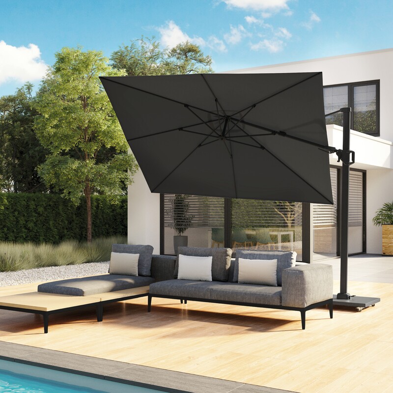 Platinum Challenger T² Ampelschirm 300×300 cm in Mattschwarz